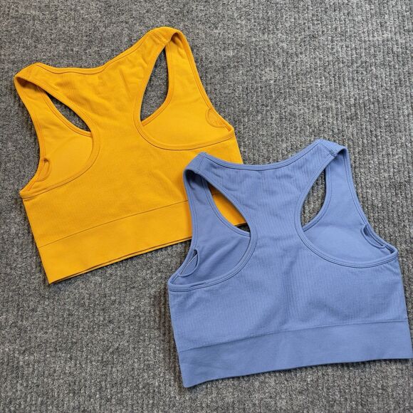 H&M Sport Women's Size Medium Sports Bras with Pads Blue Orange - Lot of 2 - Picture 5 of 8